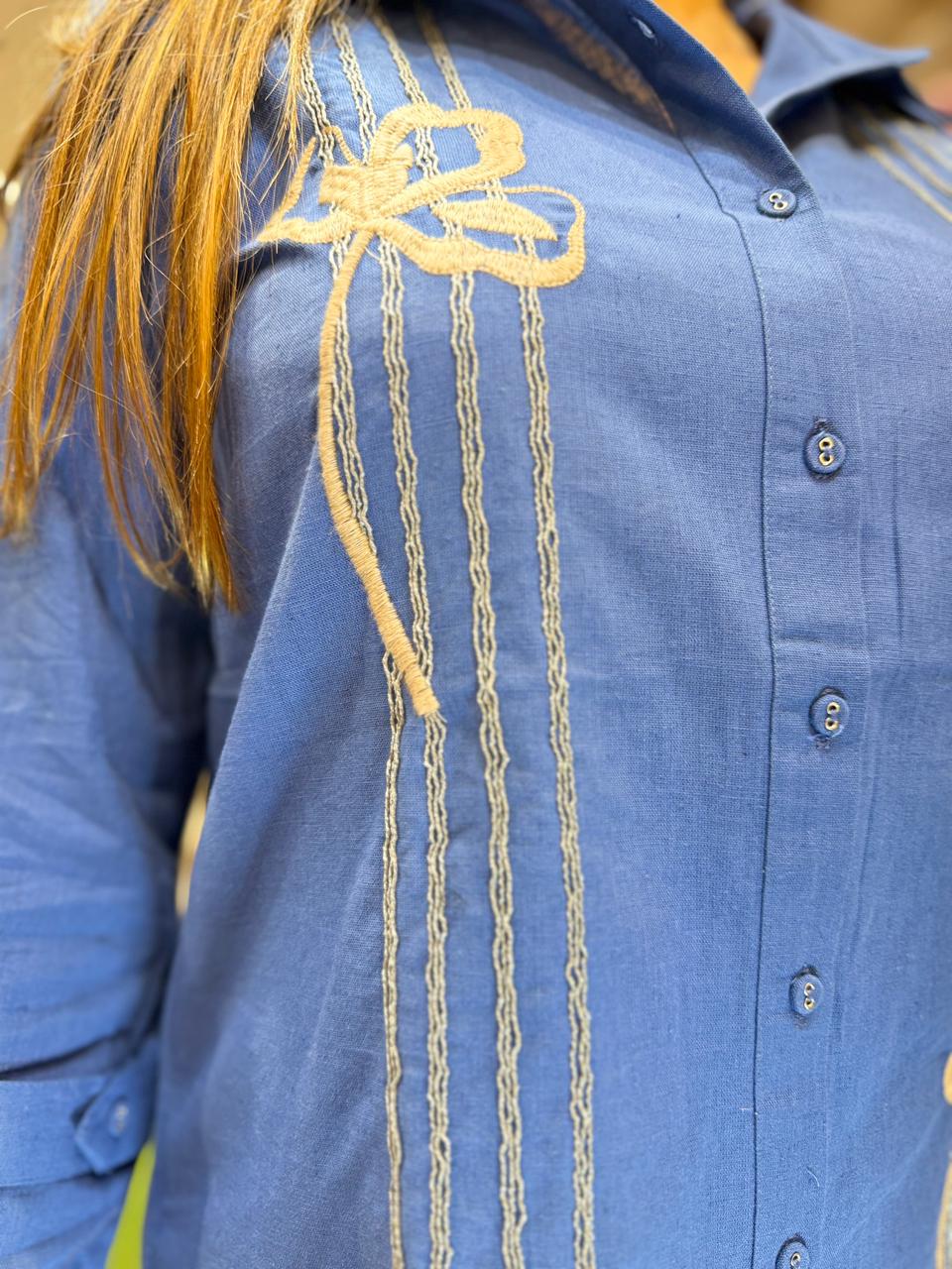 Pure Linen Cotton Blue 2pc Set