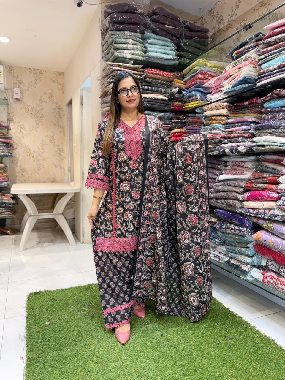 Pure Cotton Black Farsi Salwar 3pc Set