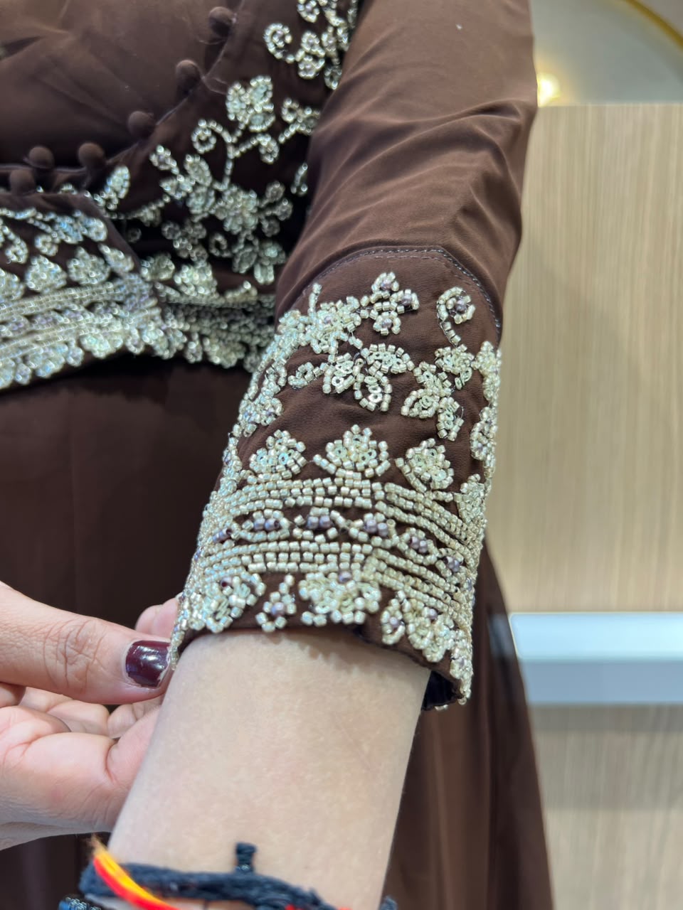 Pure Georgette Partywear Brown Gown