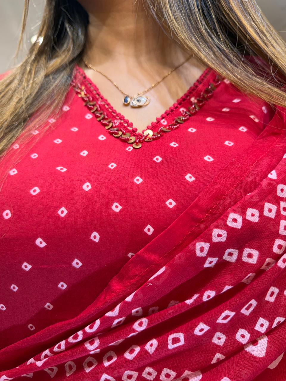 Pure Cotton Red Farsi Salwar 3pc Set