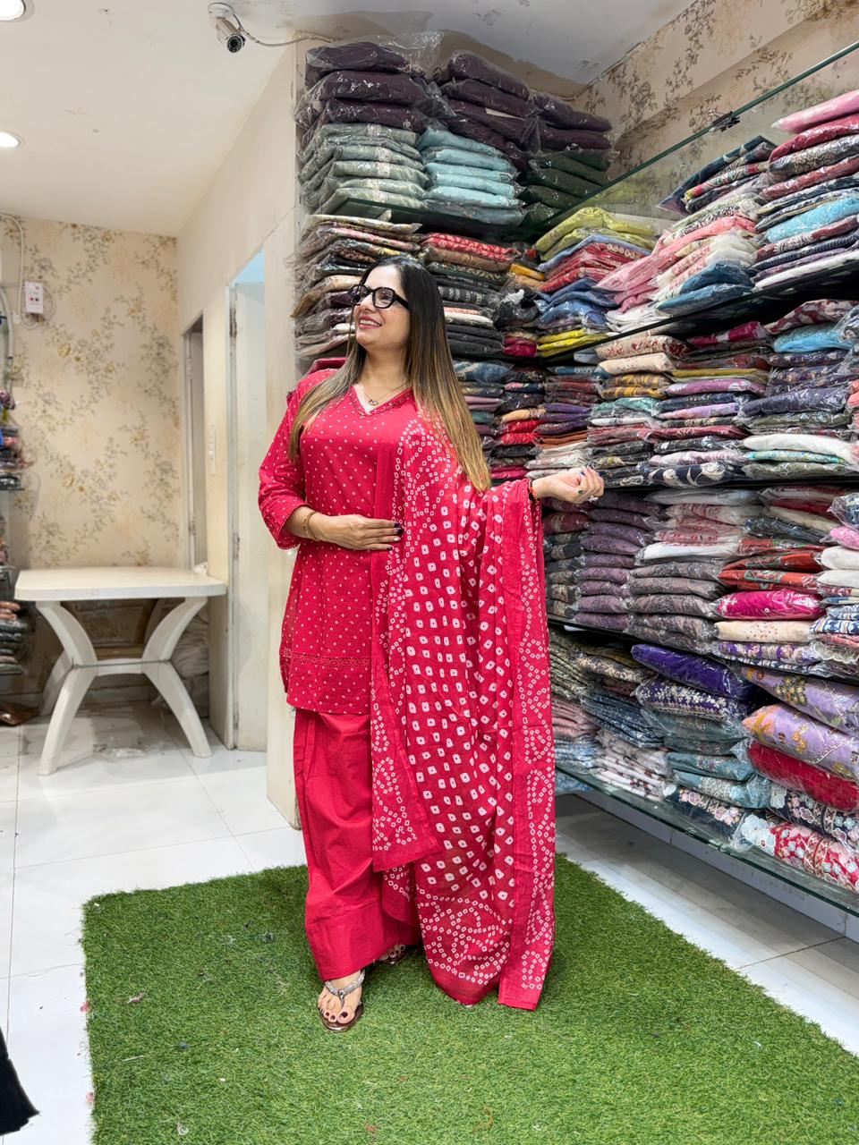 Pure Cotton Red Farsi Salwar 3pc Set