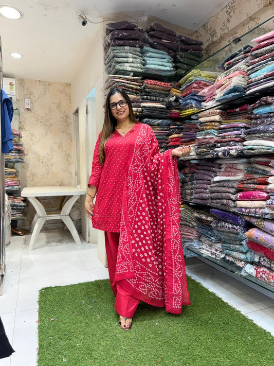 Pure Cotton Red Farsi Salwar 3pc Set
