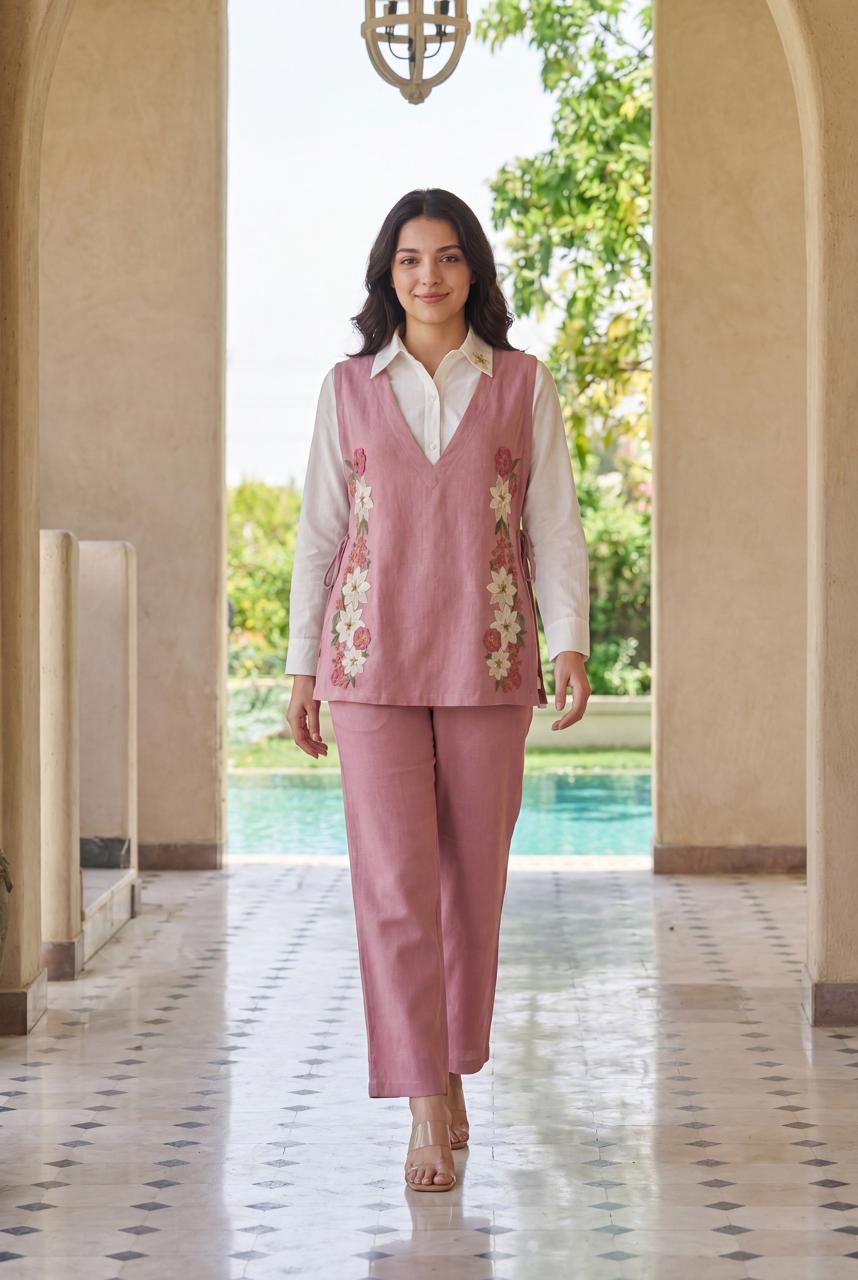 Pure Linen Pink 3pc Set