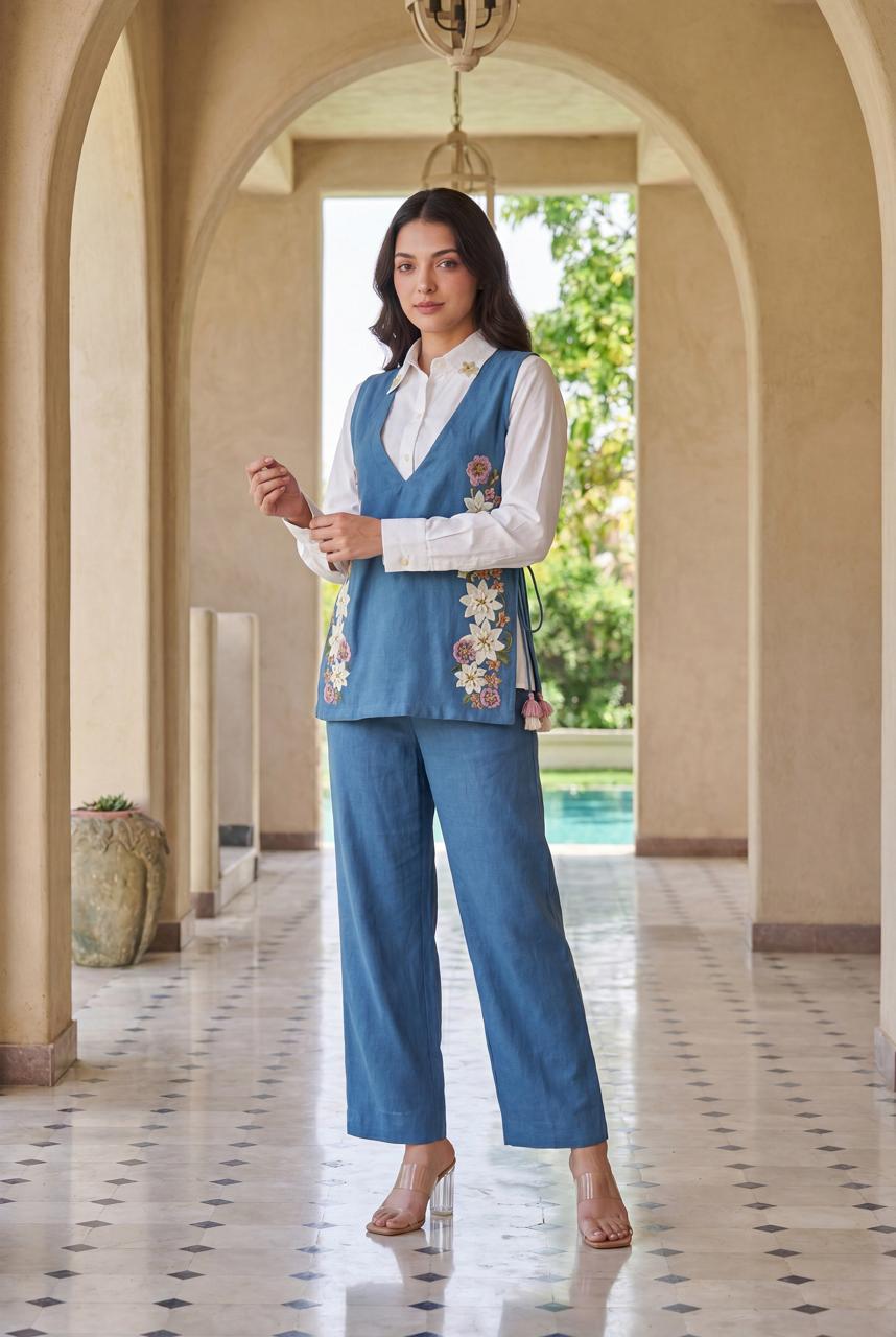 Pure Linen Blue 3pc Set