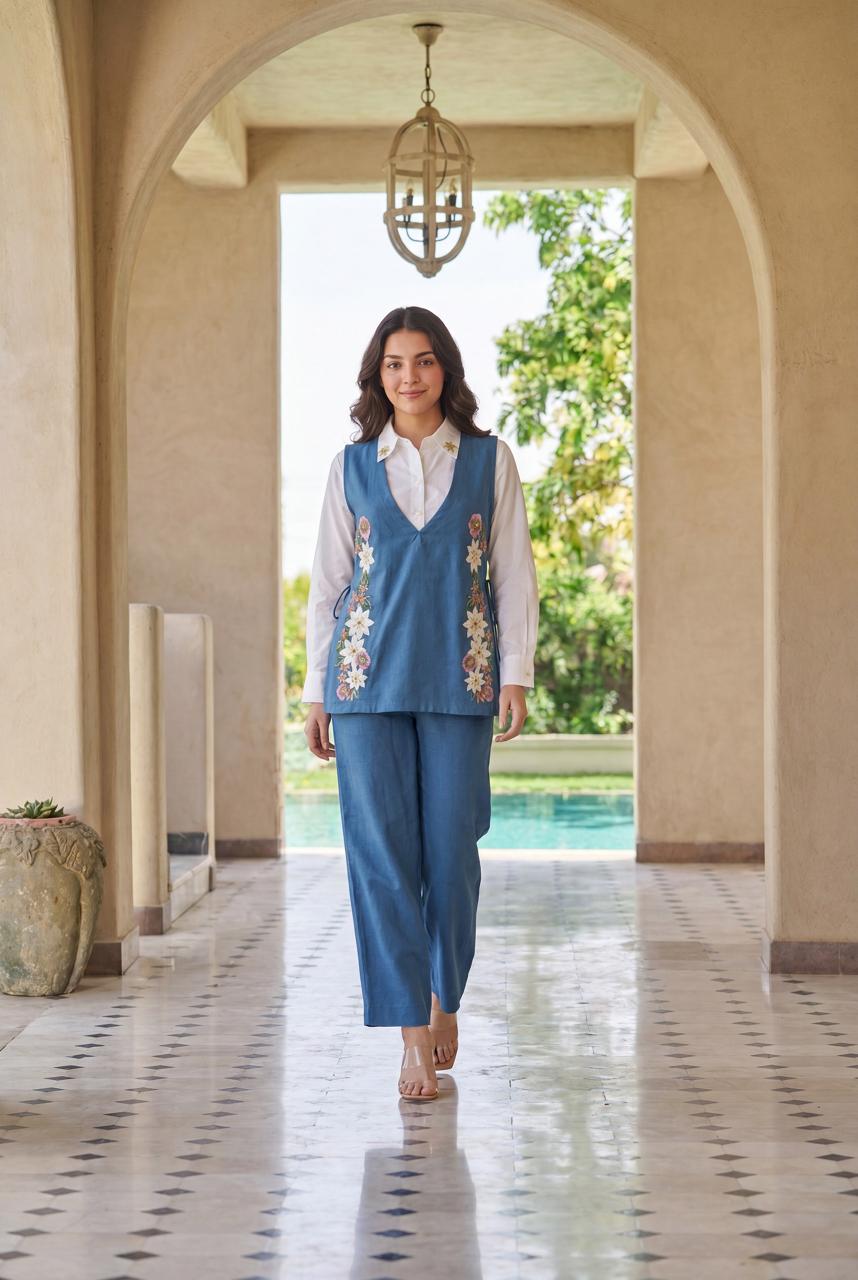 Pure Linen Blue 3pc Set
