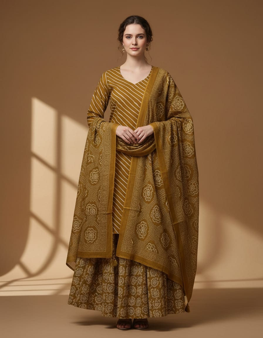 Pure Cotton Mustard Yellow 3pc Set