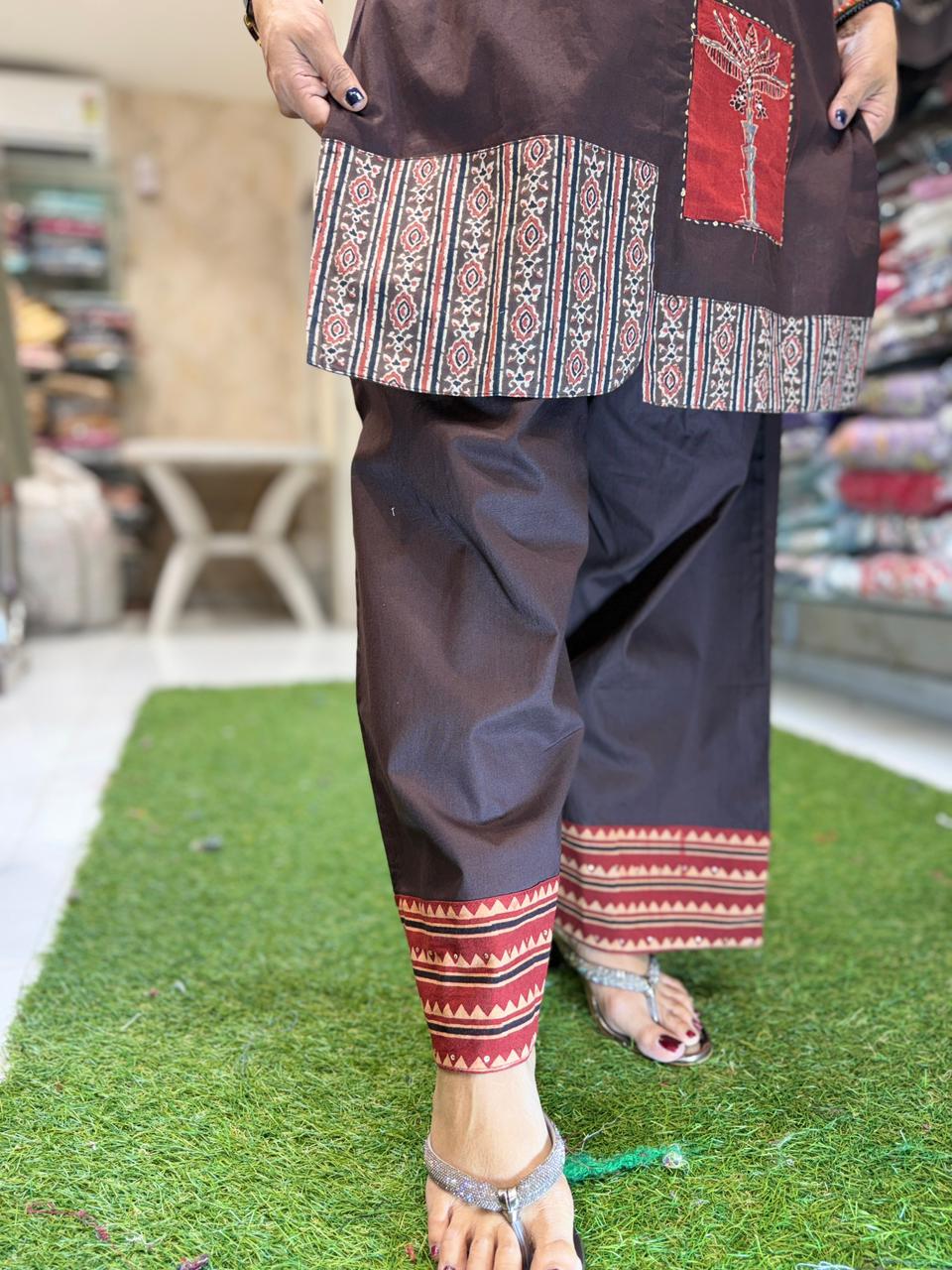 Pure Cotton Brown Farsi Salwar 3pc Set