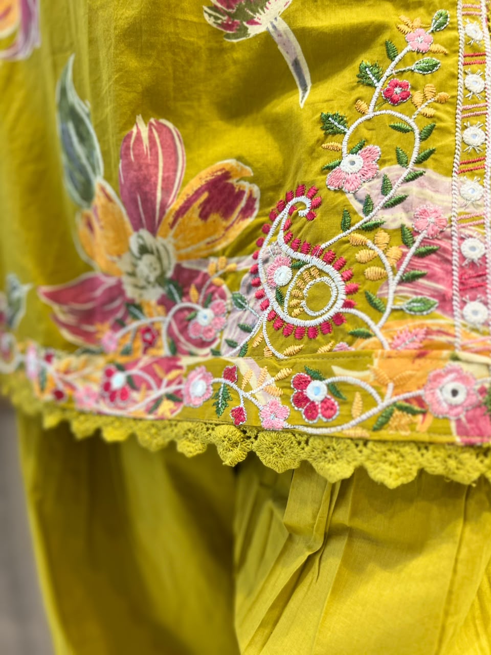 Pure Cotton Mustard Yellow Farsi Salwar 3pc Set