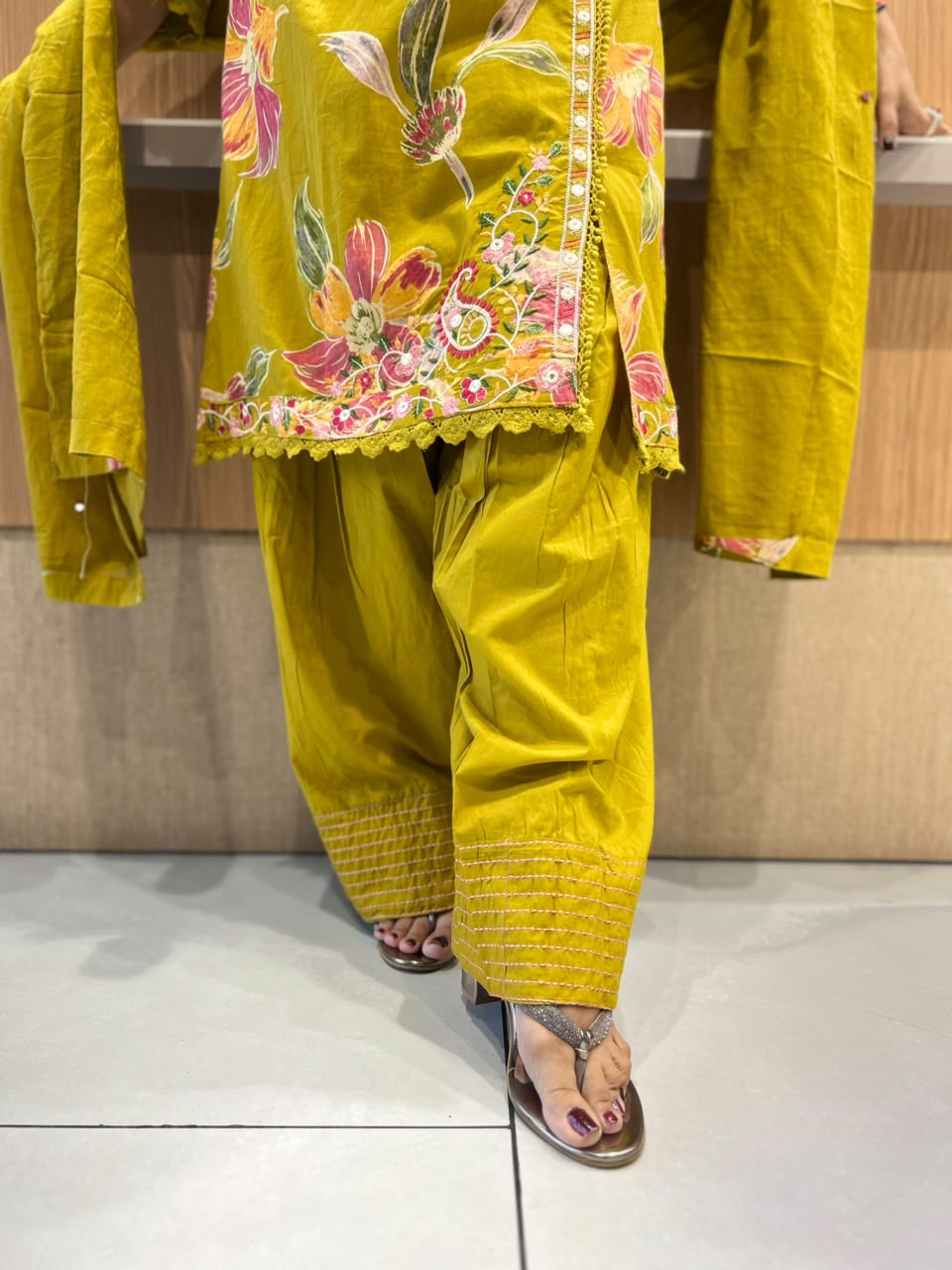 Pure Cotton Mustard Yellow Farsi Salwar 3pc Set
