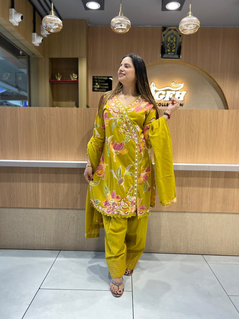 Pure Cotton Mustard Yellow Farsi Salwar 3pc Set