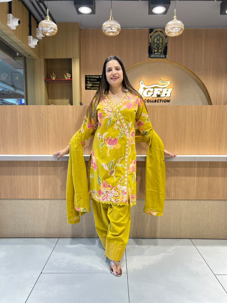 Pure Cotton Mustard Yellow Farsi Salwar 3pc Set