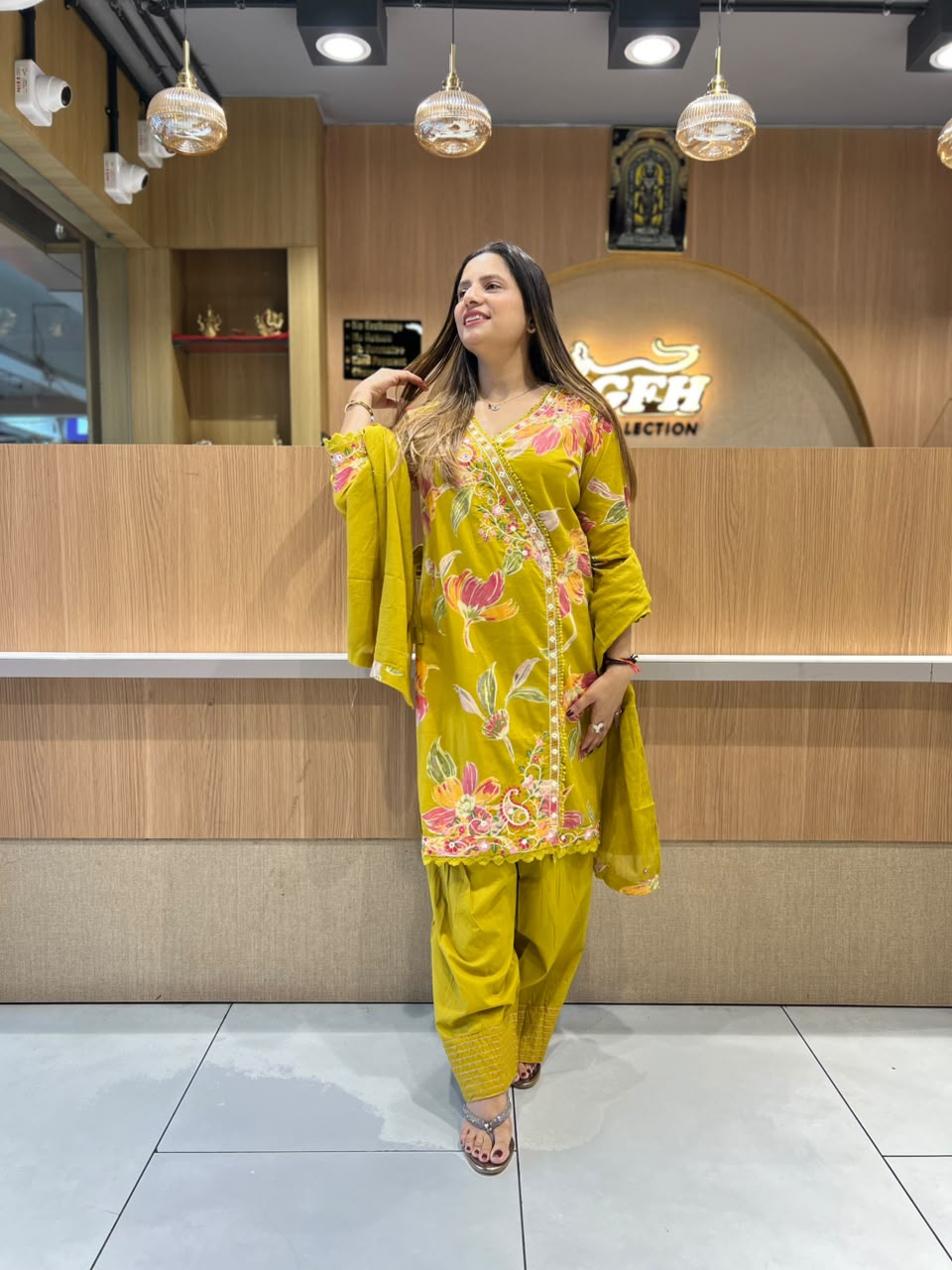 Pure Cotton Mustard Yellow Farsi Salwar 3pc Set