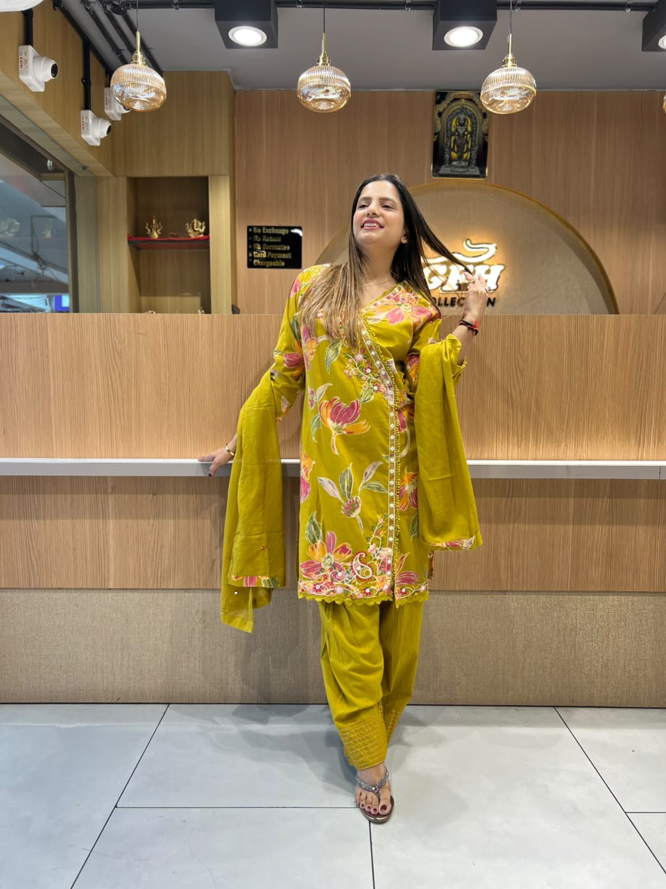 Pure Cotton Mustard Yellow Farsi Salwar 3pc Set