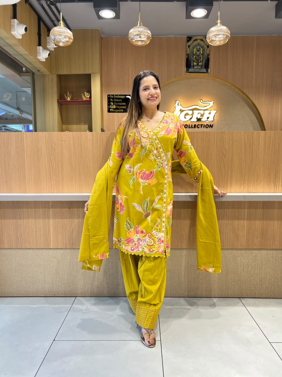 Pure Cotton Mustard Yellow Farsi Salwar 3pc Set