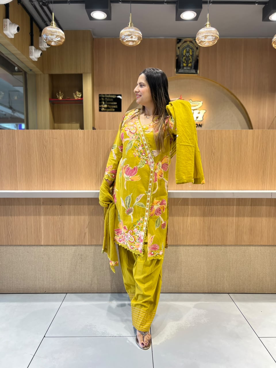 Pure Cotton Mustard Yellow Farsi Salwar 3pc Set