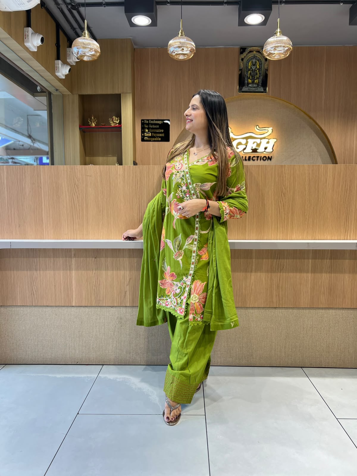 Pure Cotton Green Farsi Salwar 3pc Set