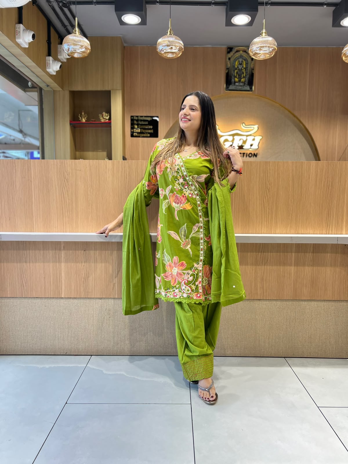 Pure Cotton Green Farsi Salwar 3pc Set