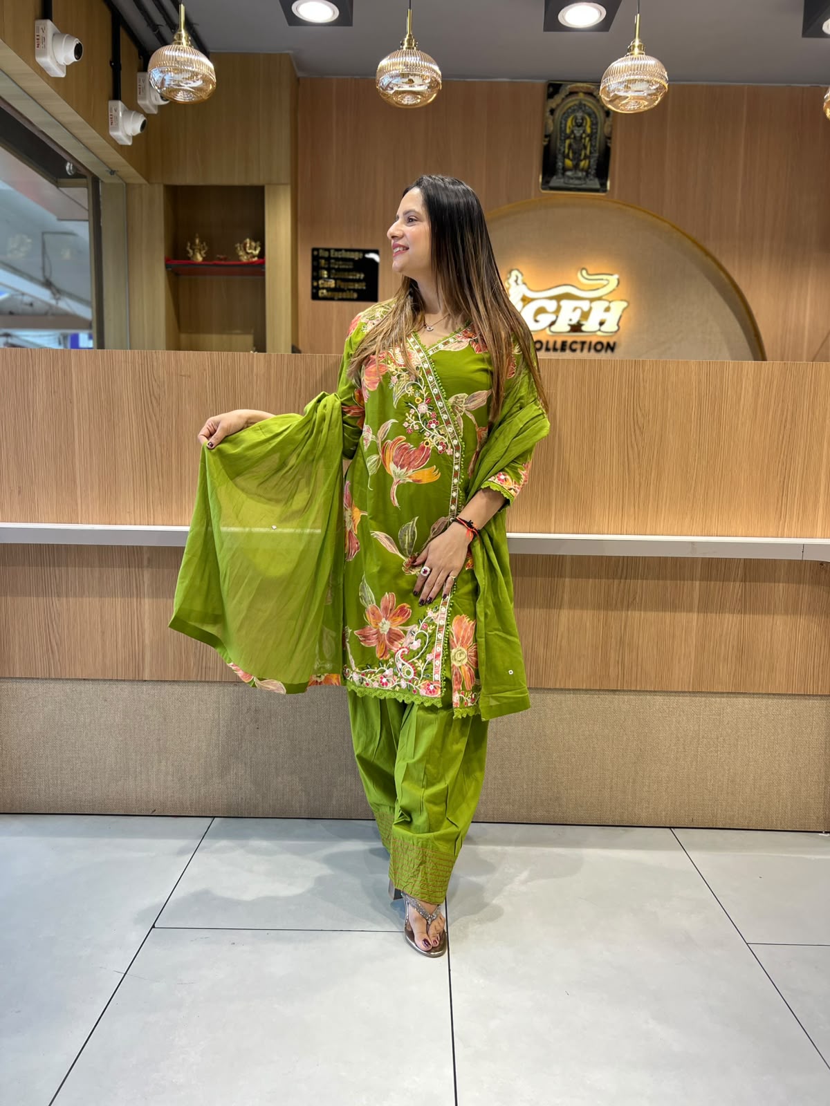 Pure Cotton Green Farsi Salwar 3pc Set