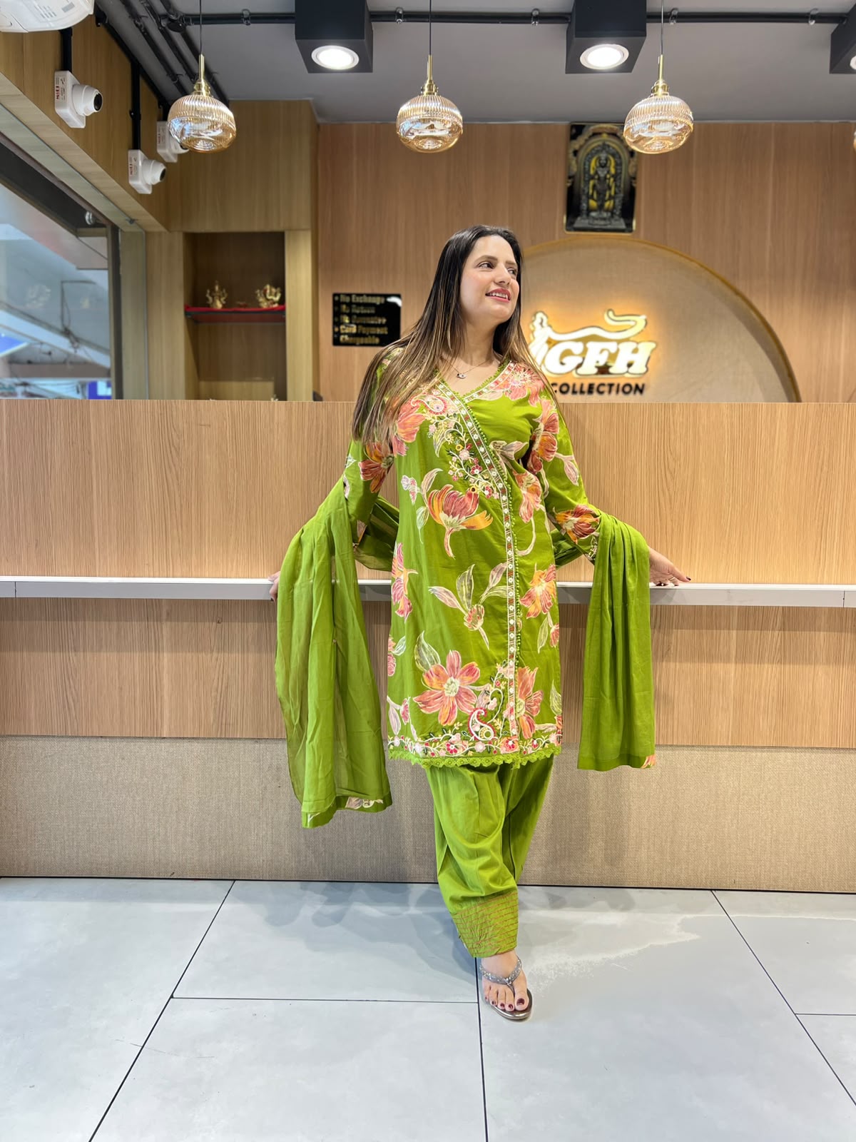 Pure Cotton Green Farsi Salwar 3pc Set