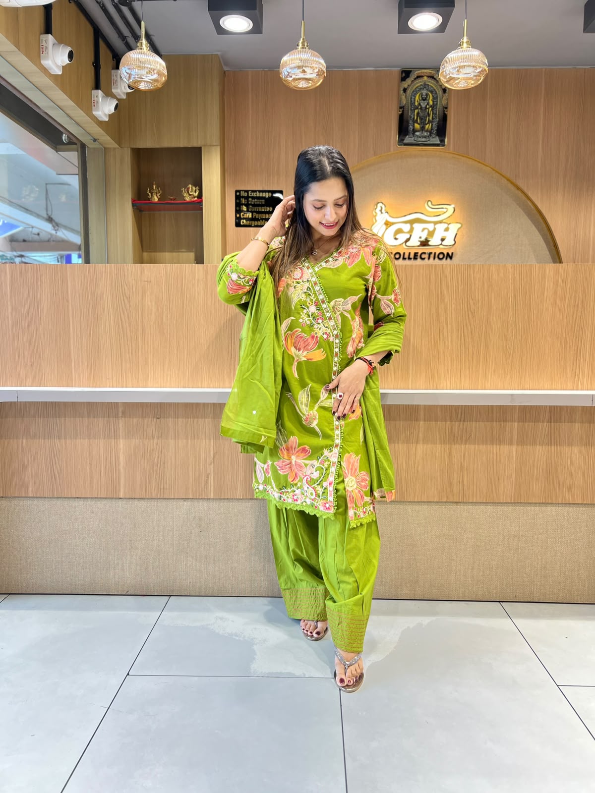 Pure Cotton Green Farsi Salwar 3pc Set
