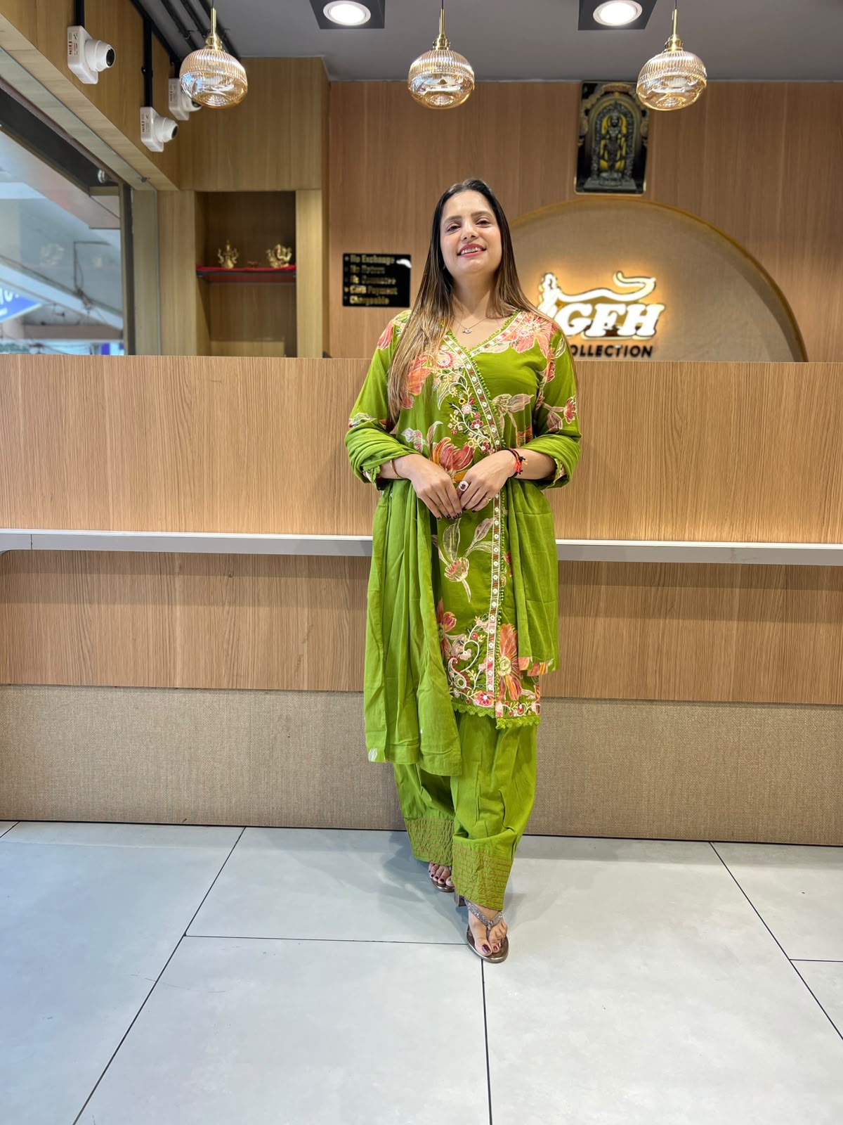 Pure Cotton Green Farsi Salwar 3pc Set
