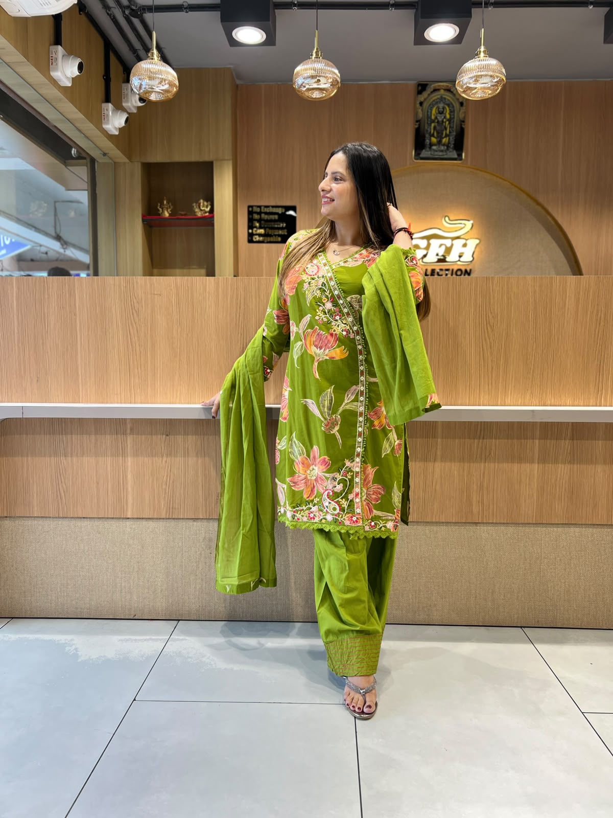 Pure Cotton Green Farsi Salwar 3pc Set
