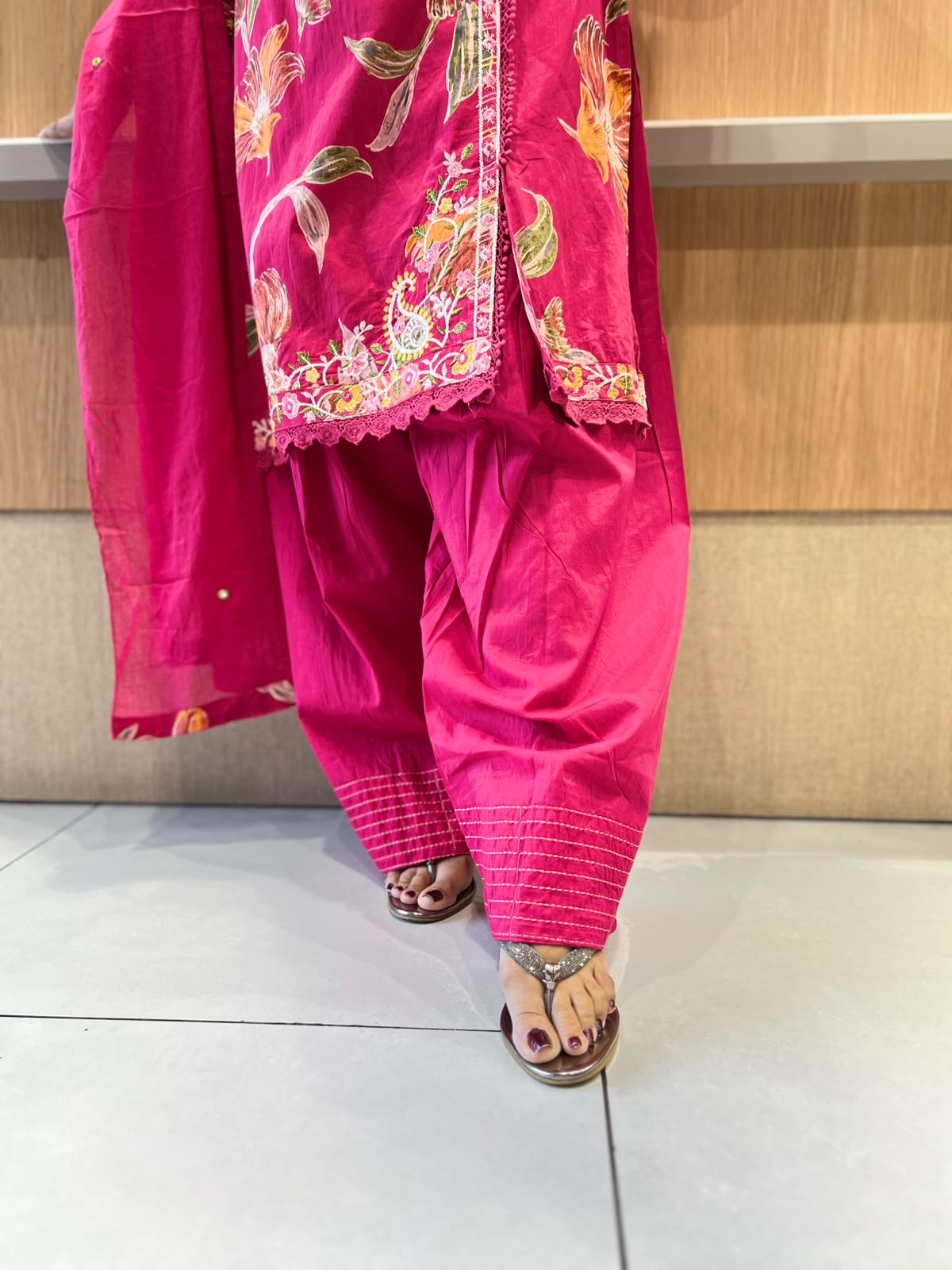 Pure Cotton Pink Farsi Salwar 3pc Set