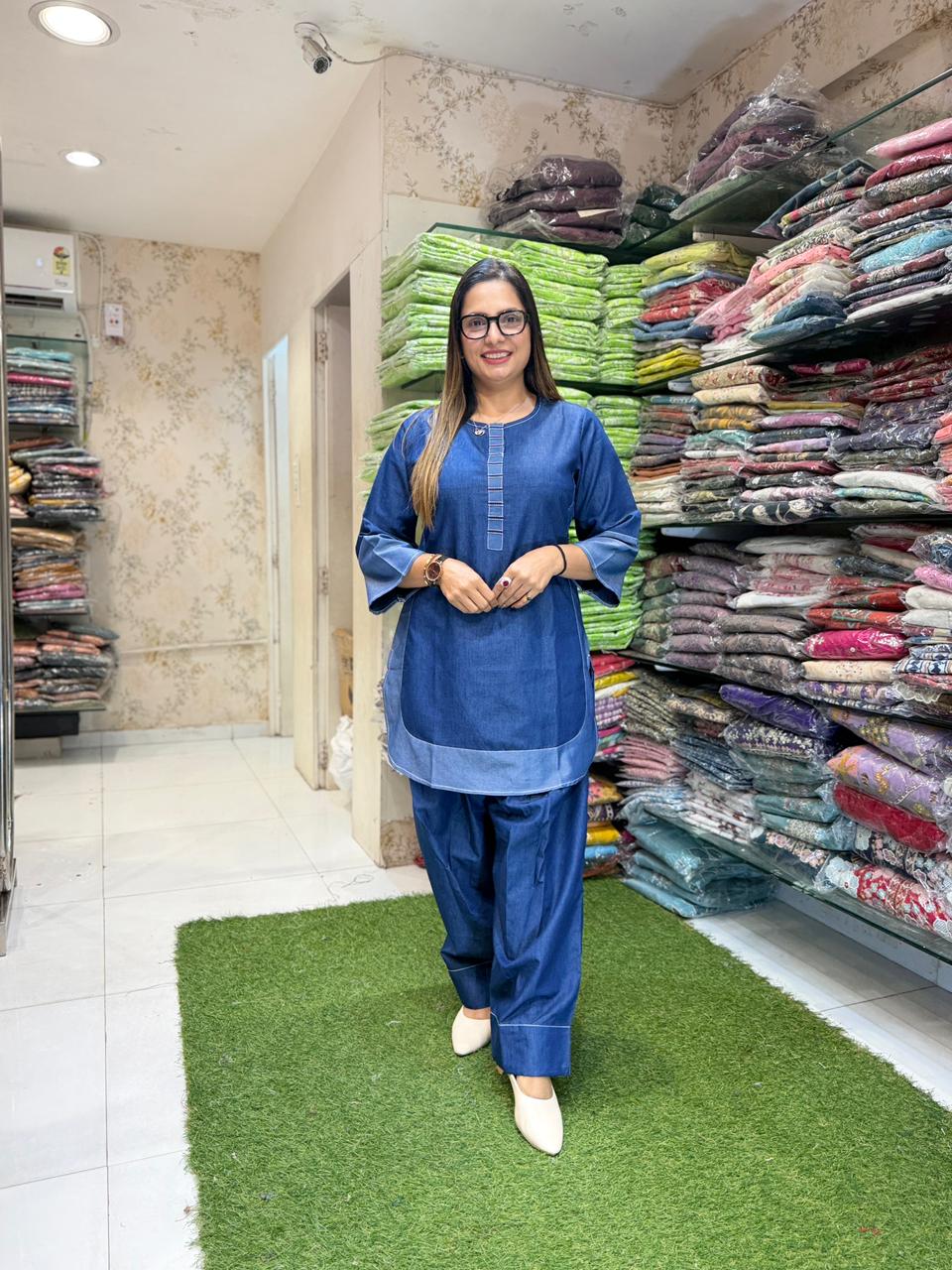Pure Denim Blue Farsi Salwar 2pc Set