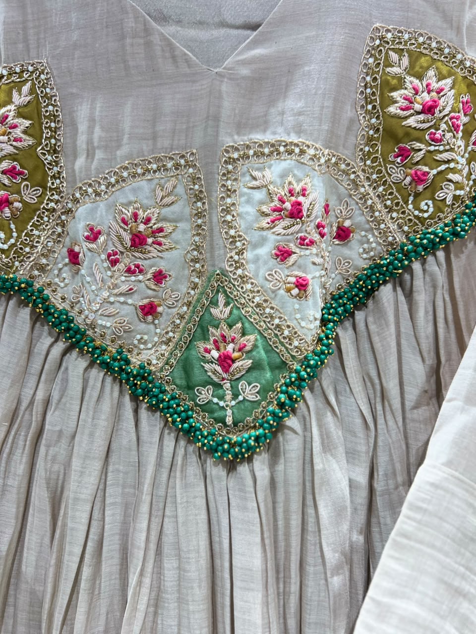 Pure Banaras Mull Chanderi Shampaign 3pc Set