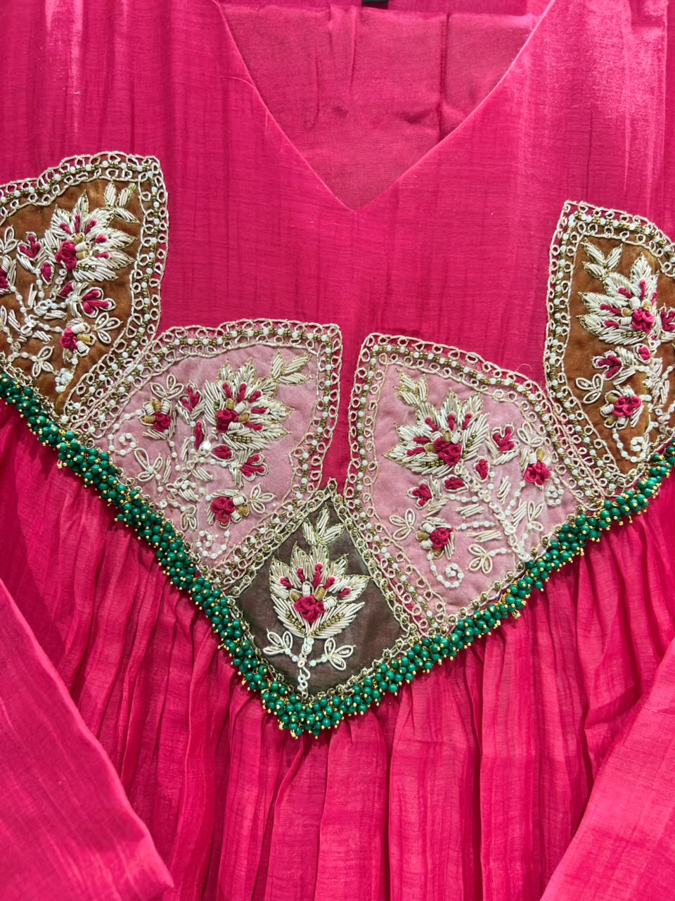 Pure Banaras Mull Chanderi Pink 3pc Set