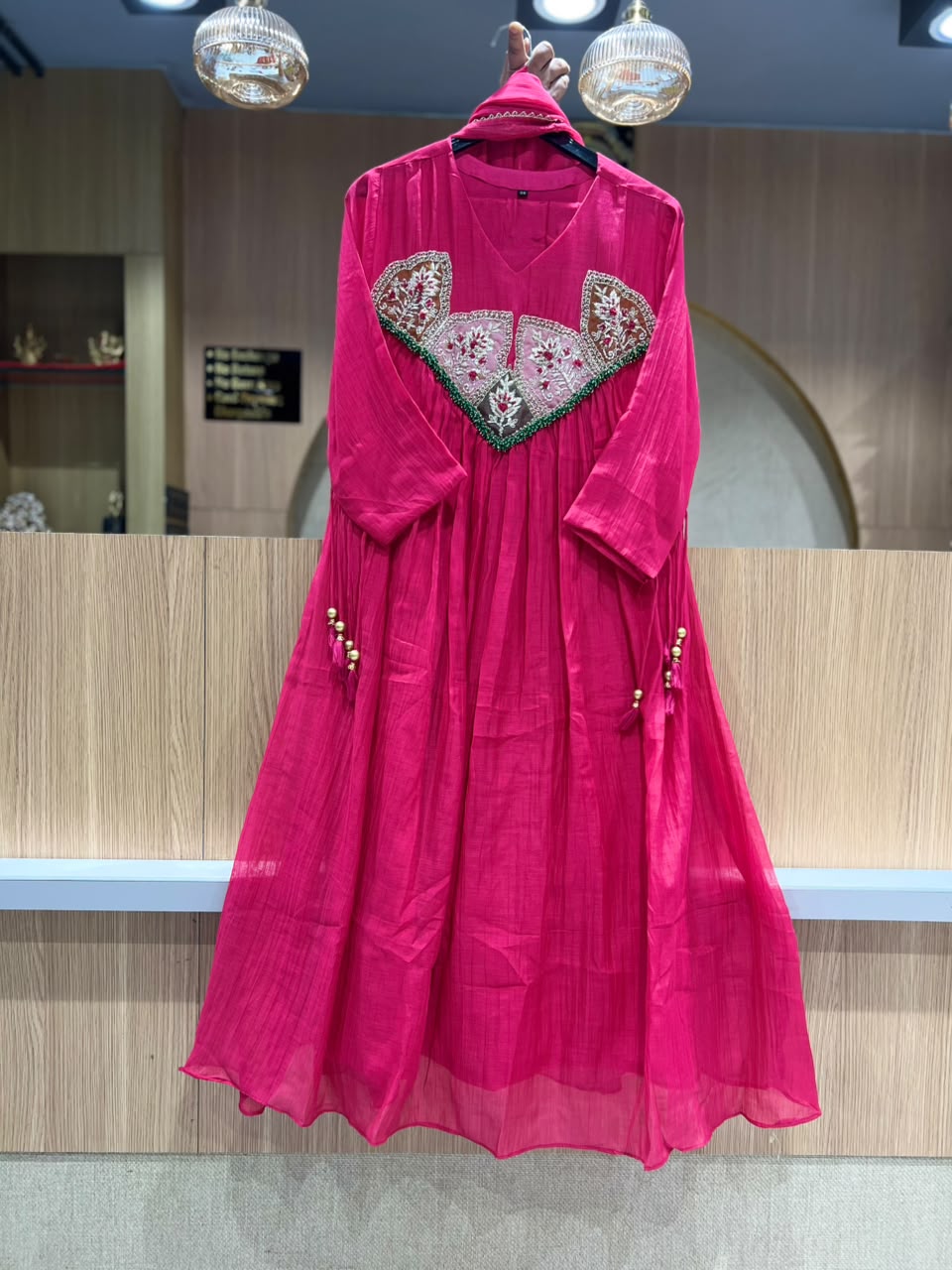 Pure Banaras Mull Chanderi Pink 3pc Set