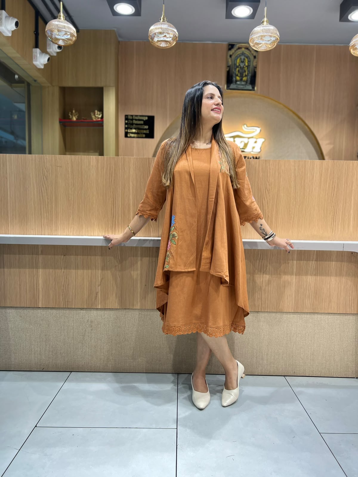 Pure Cotton Rust Orange Midi