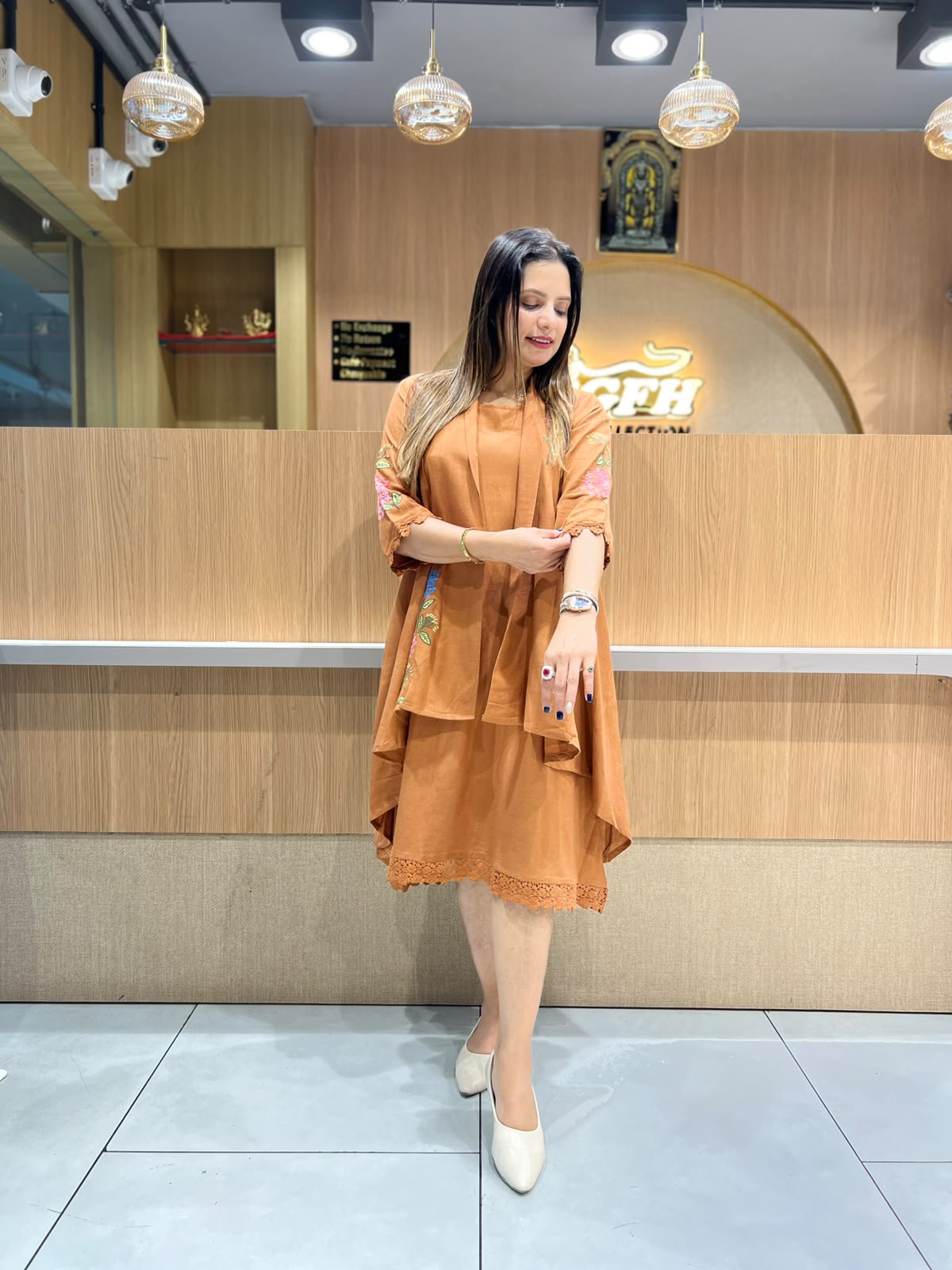 Pure Cotton Rust Orange Midi
