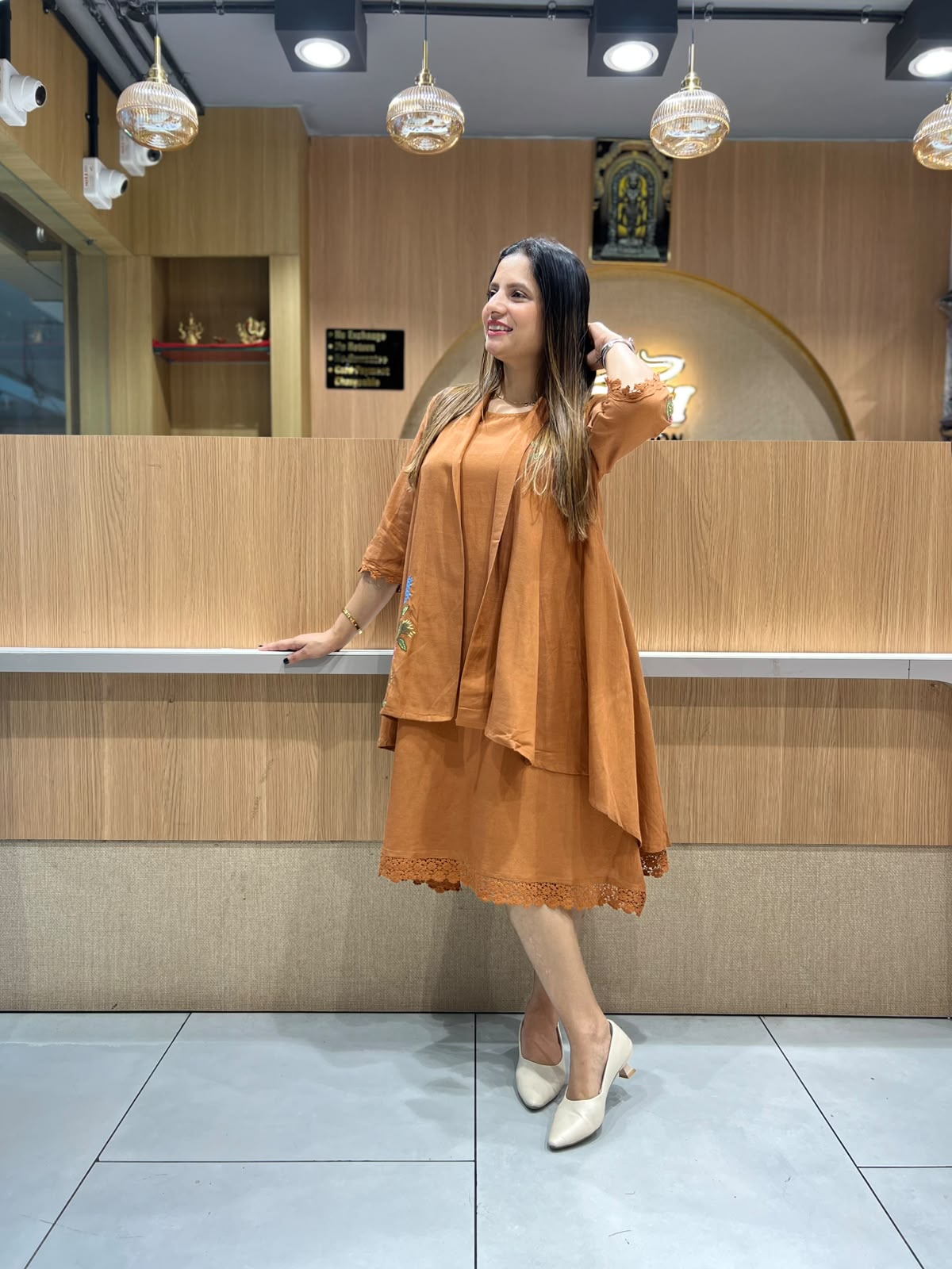 Pure Cotton Rust Orange Midi