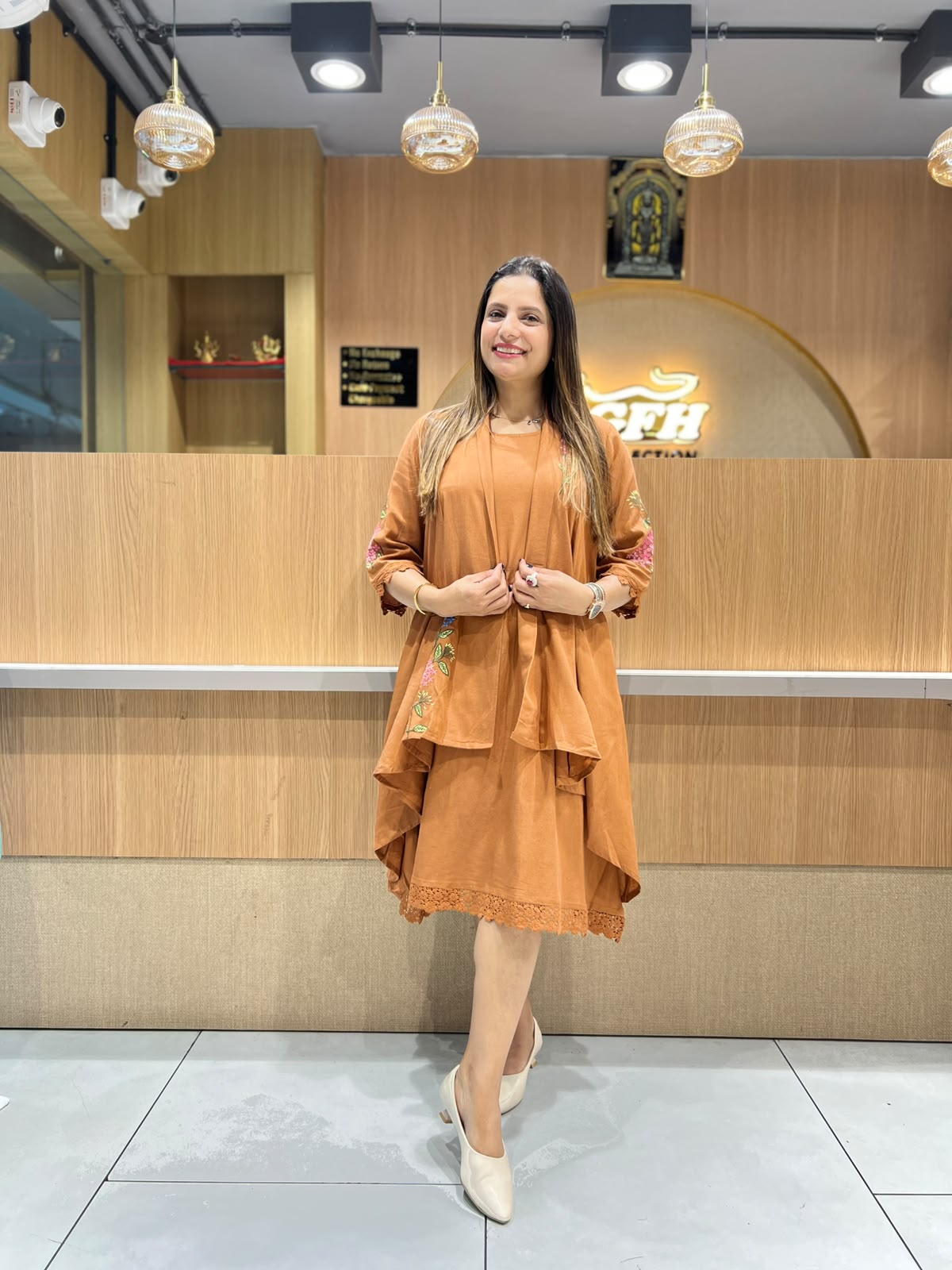 Pure Cotton Rust Orange Midi