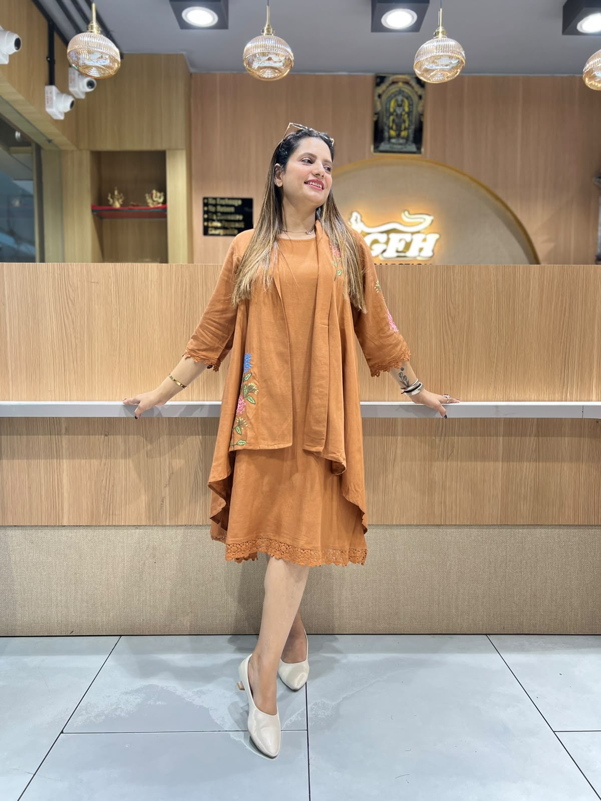 Pure Cotton Rust Orange Midi