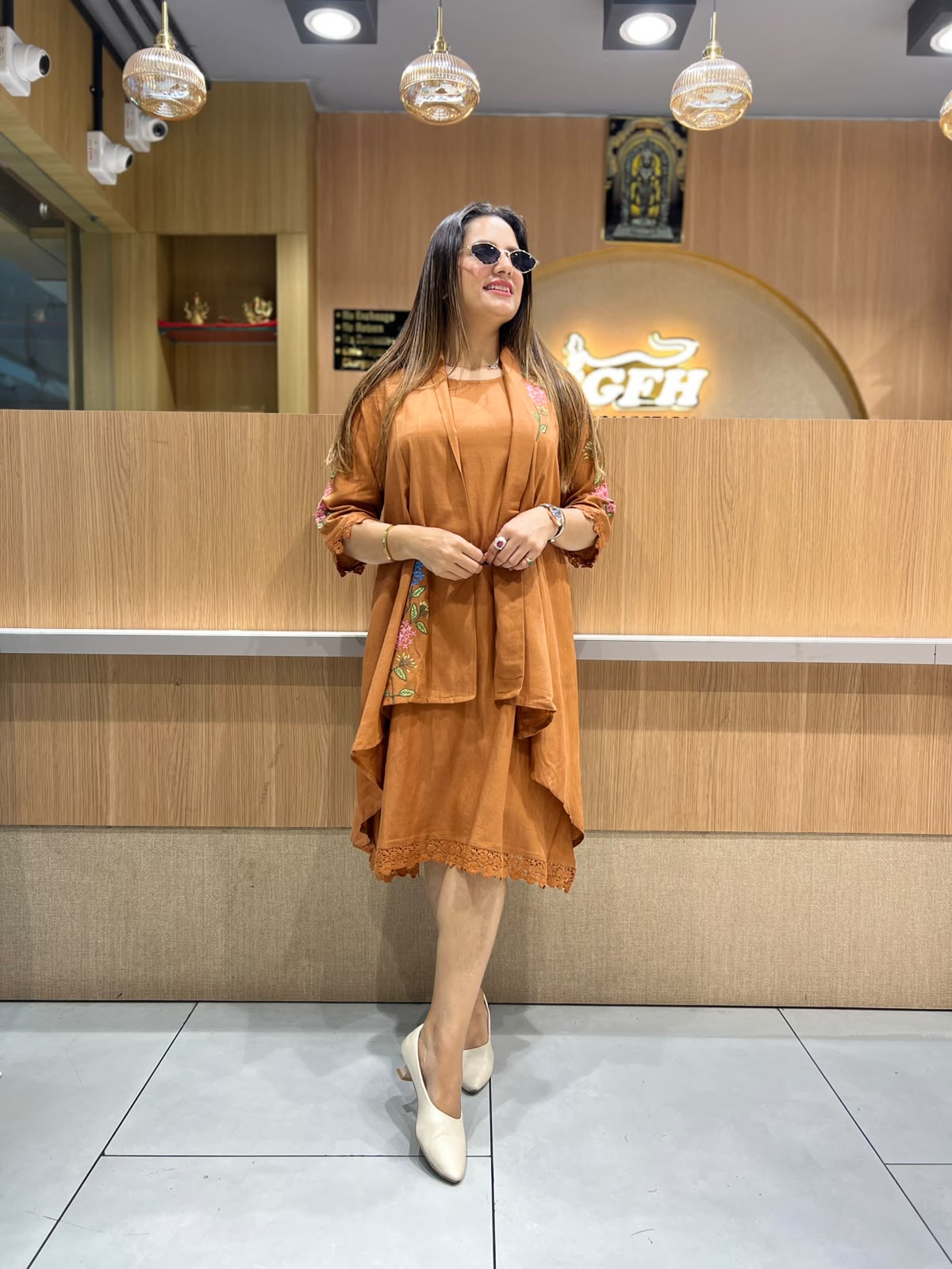 Pure Cotton Rust Orange Midi