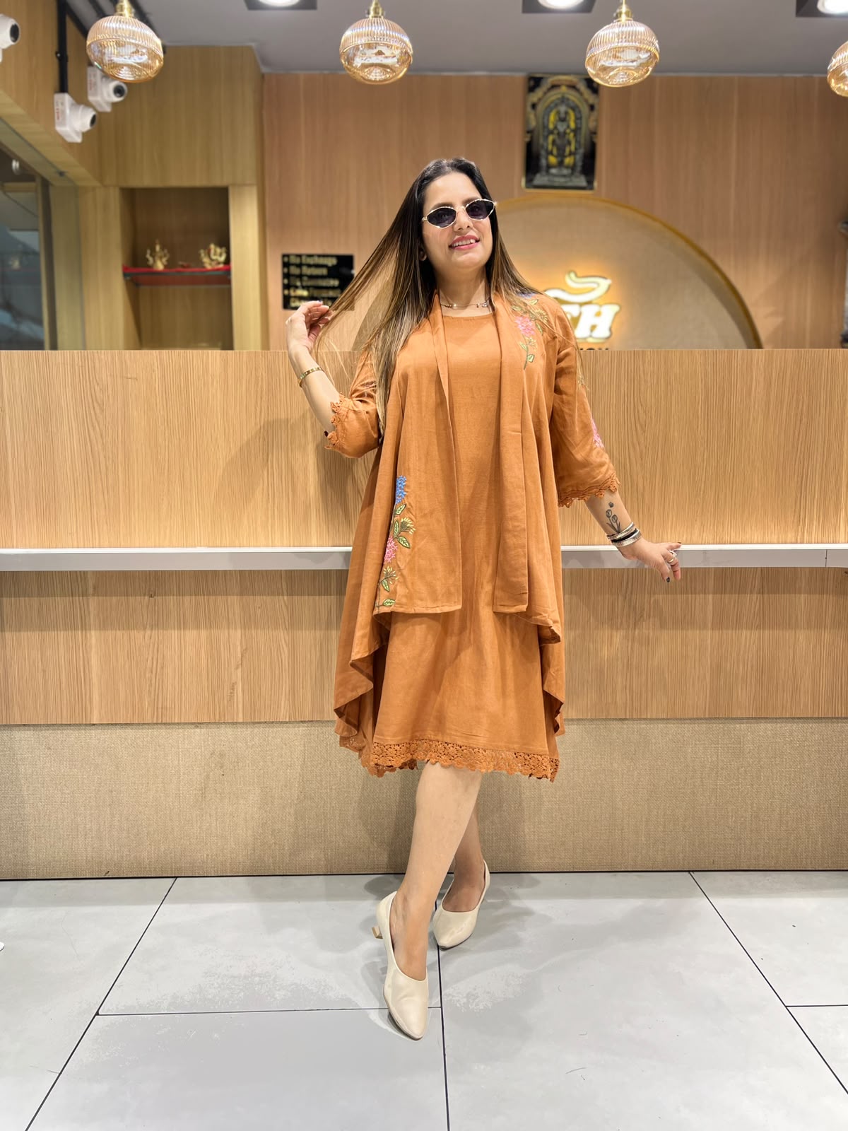 Pure Cotton Rust Orange Midi