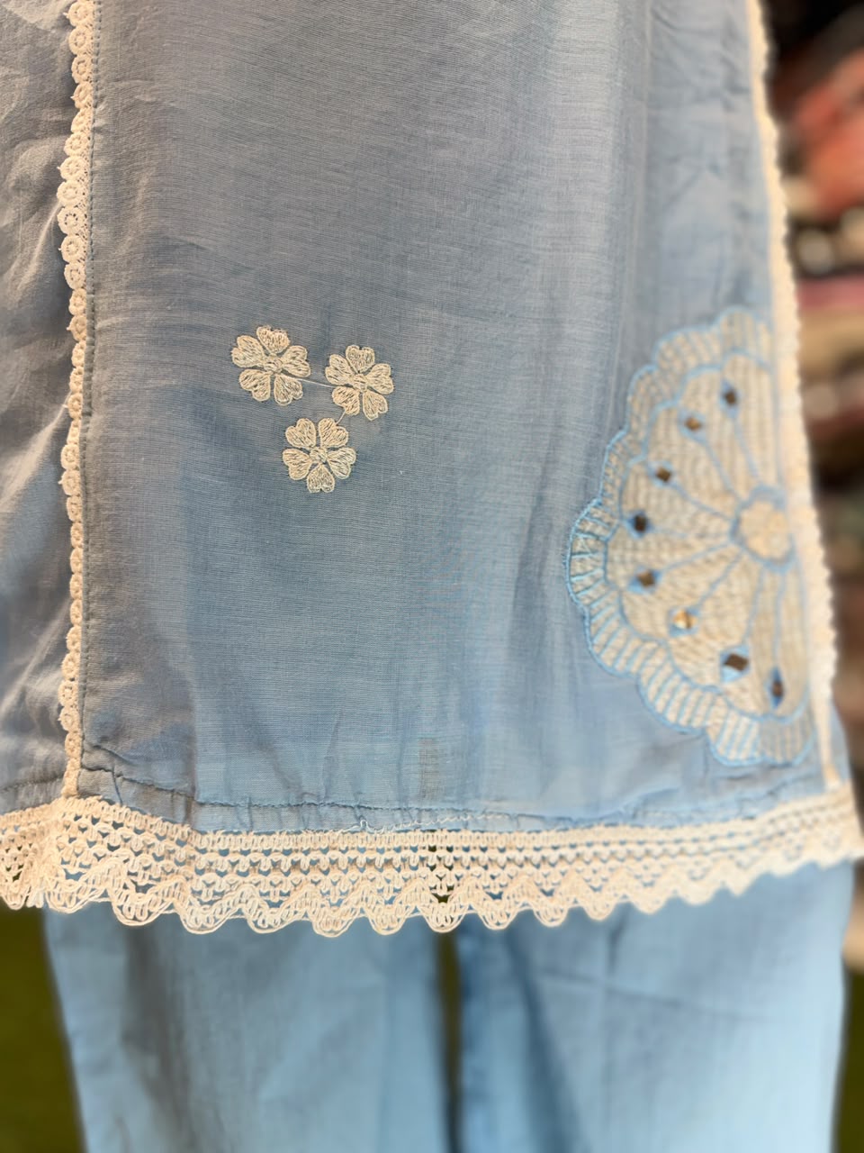 Pure Mull Cotton Sky Blue 2pc Set