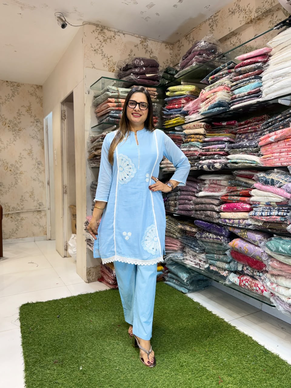 Pure Mull Cotton Sky Blue 2pc Set