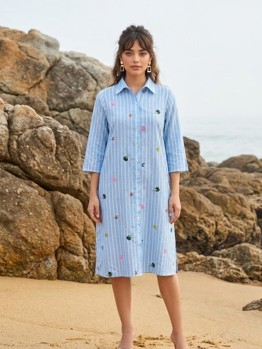 Pure Cotton Blue Midi