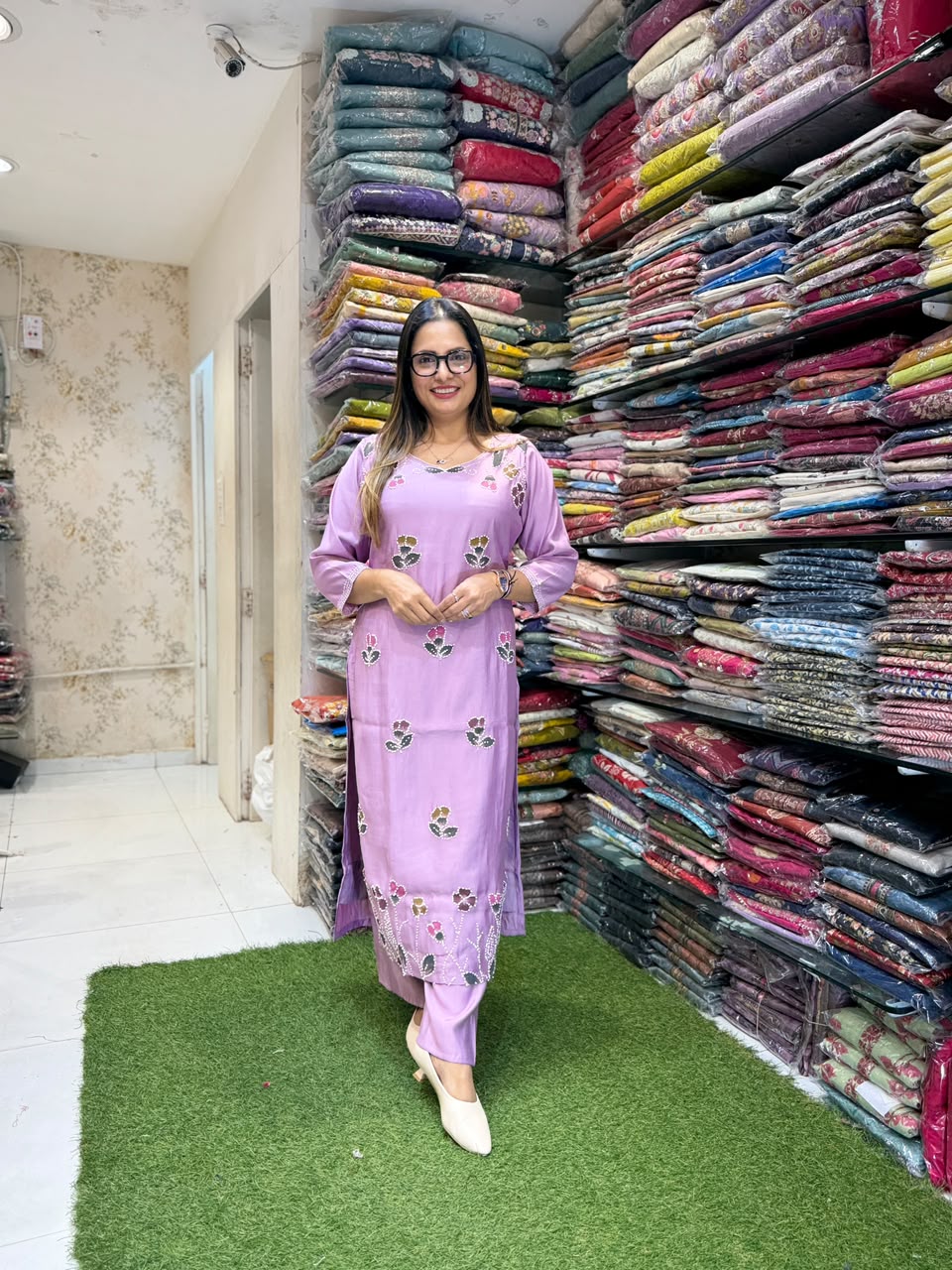 Pure Surat Mull Chanderi Purple 3pc Set