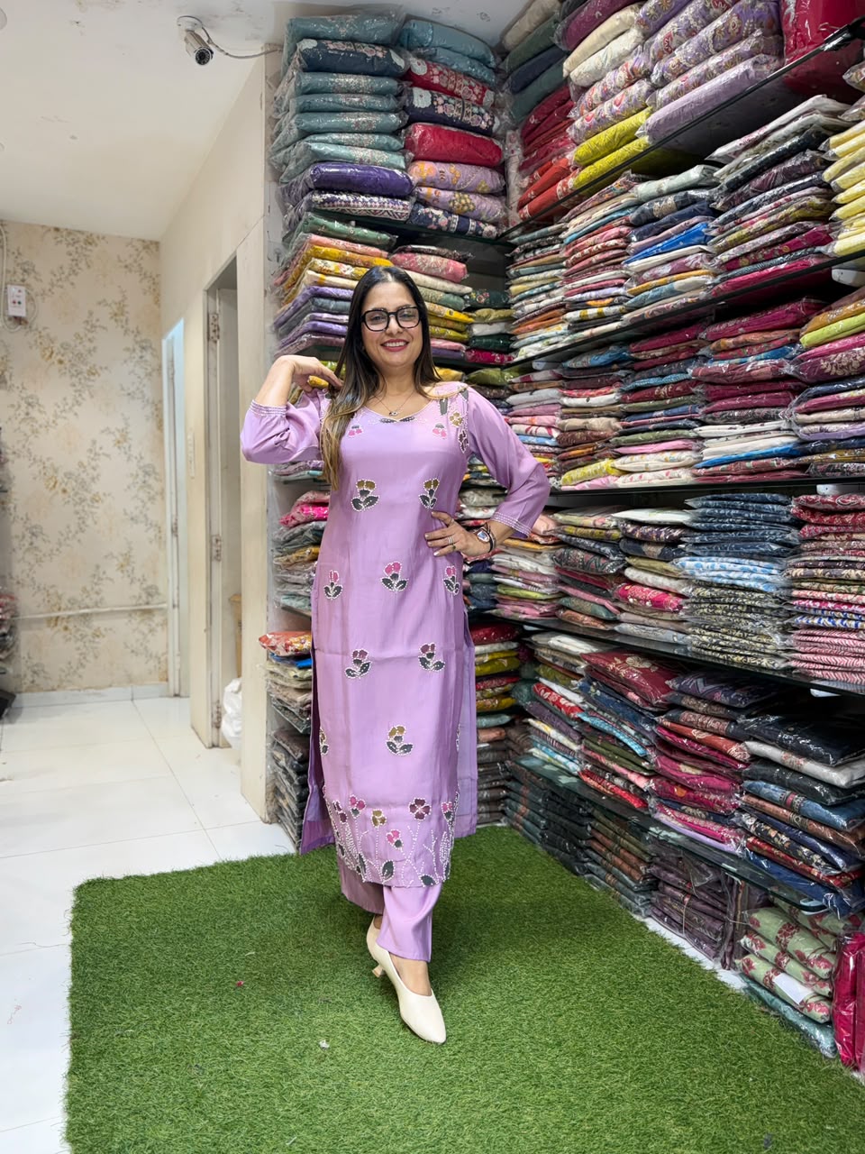 Pure Surat Mull Chanderi Purple 3pc Set