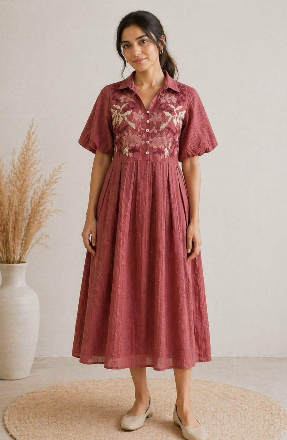 Pure Bubbles Cotton Peenut Midi