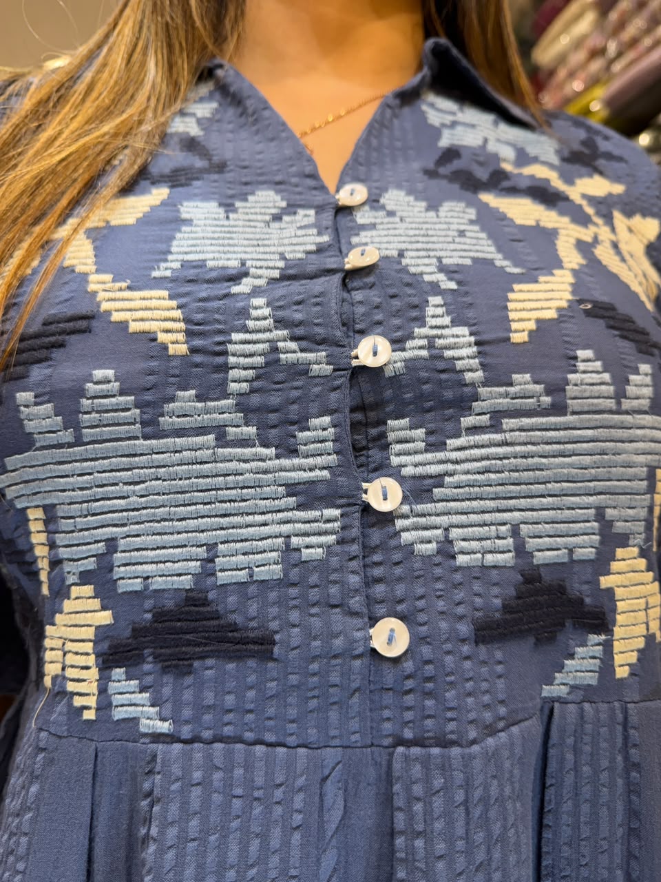 Pure Bubbles Cotton Blue Midi