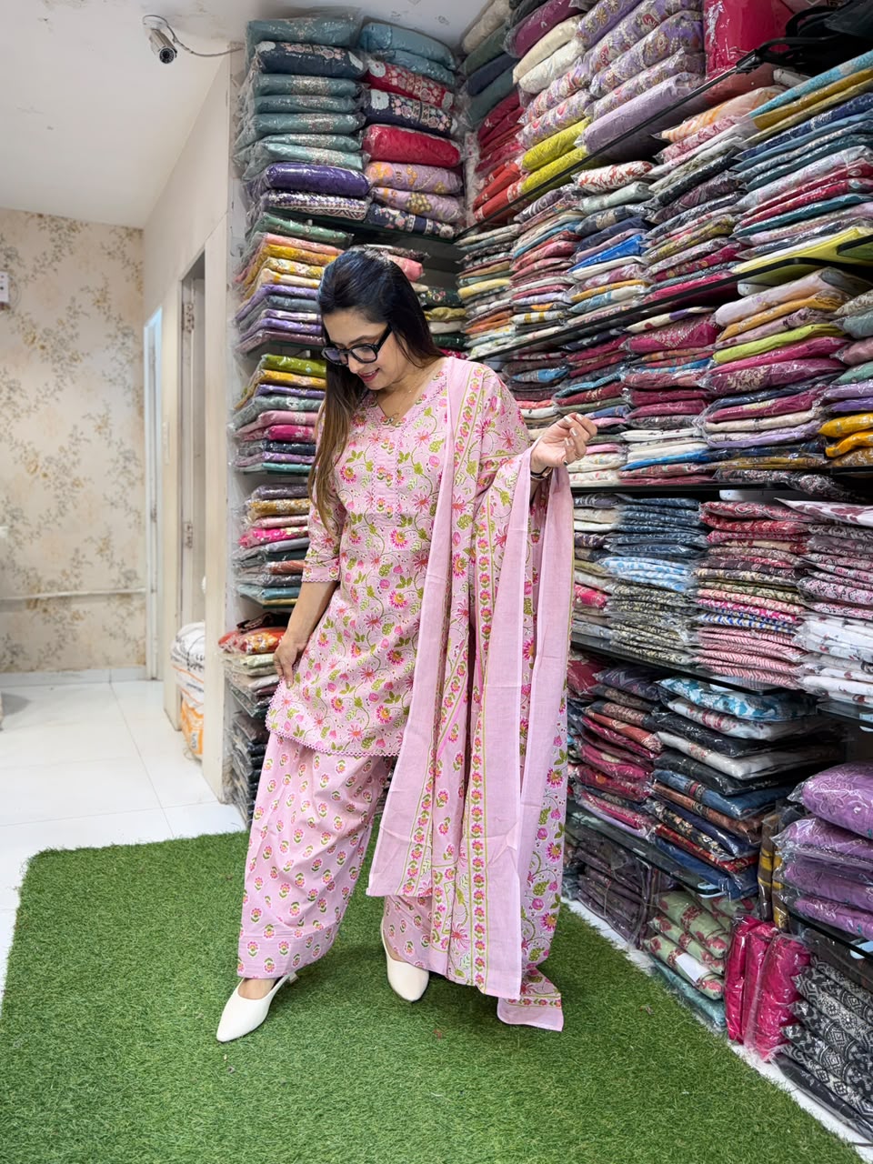 Pure Cotton Farsi Salwar Pink 3pc Set
