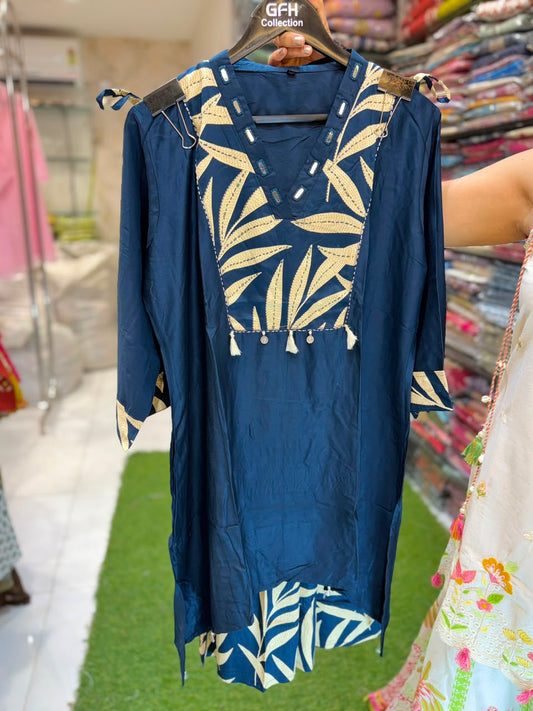 Pure Gaji Silk Teal Blue 2pc Set