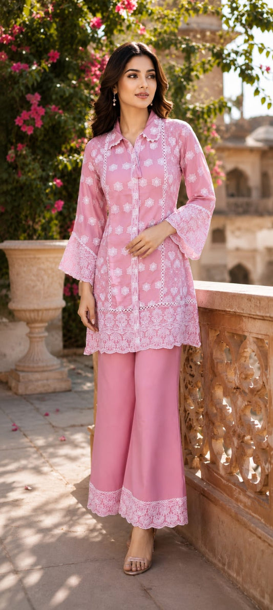 Pure Mull Cotton Pink 2pc Set