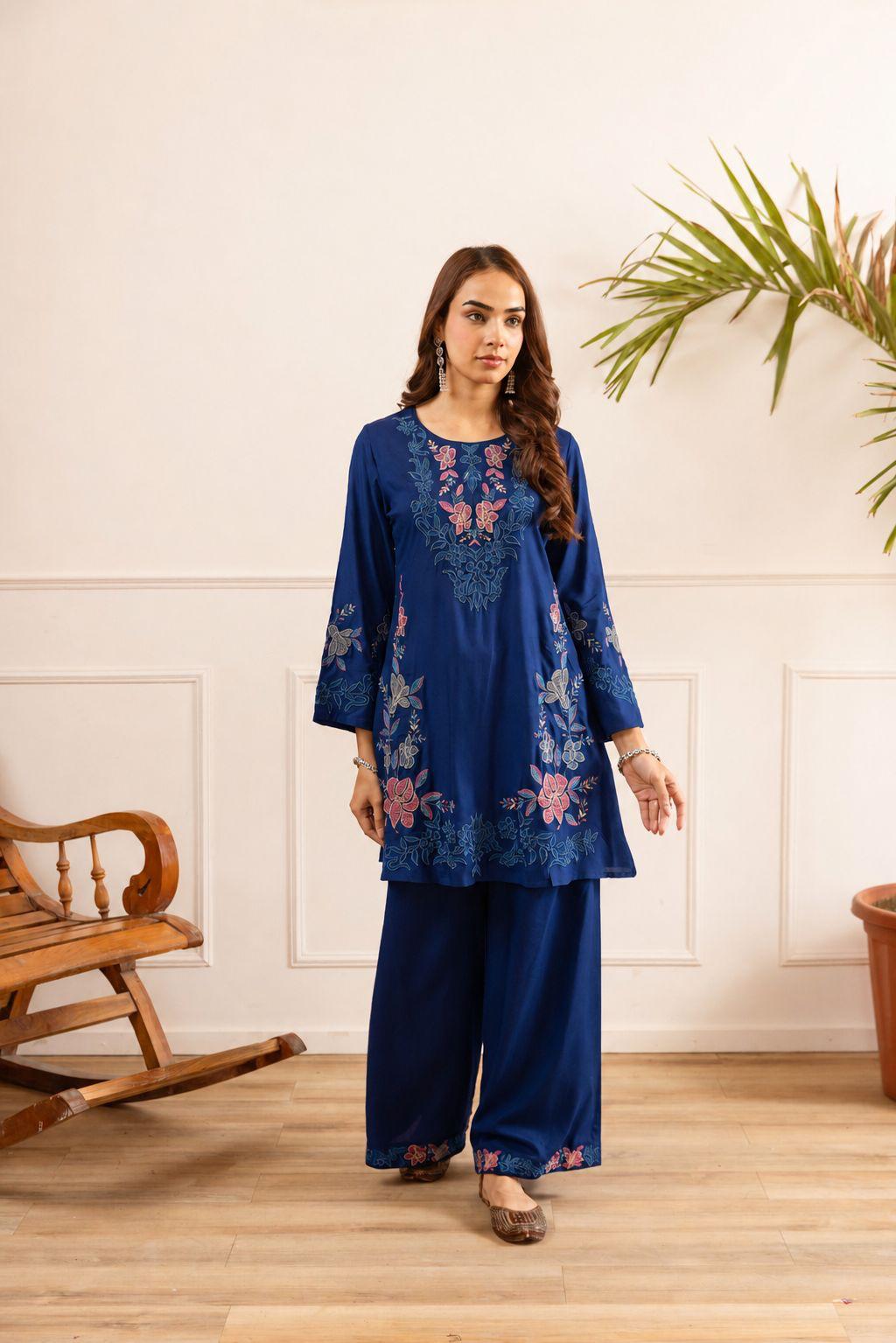 Pure German Rayon Blue 2pc Set