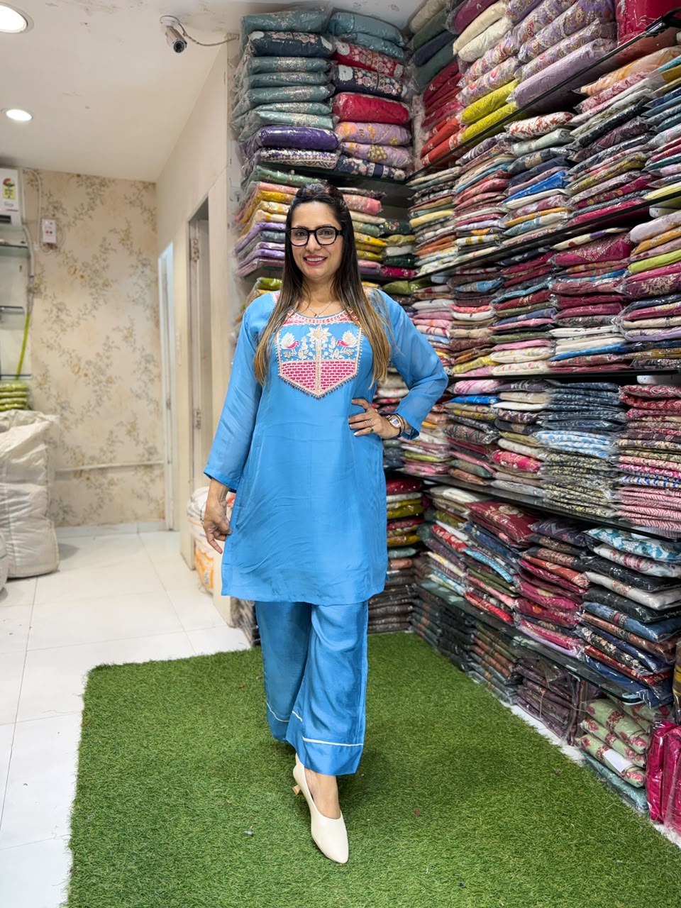 Pure Viscoce Organza Blue 2pc Set